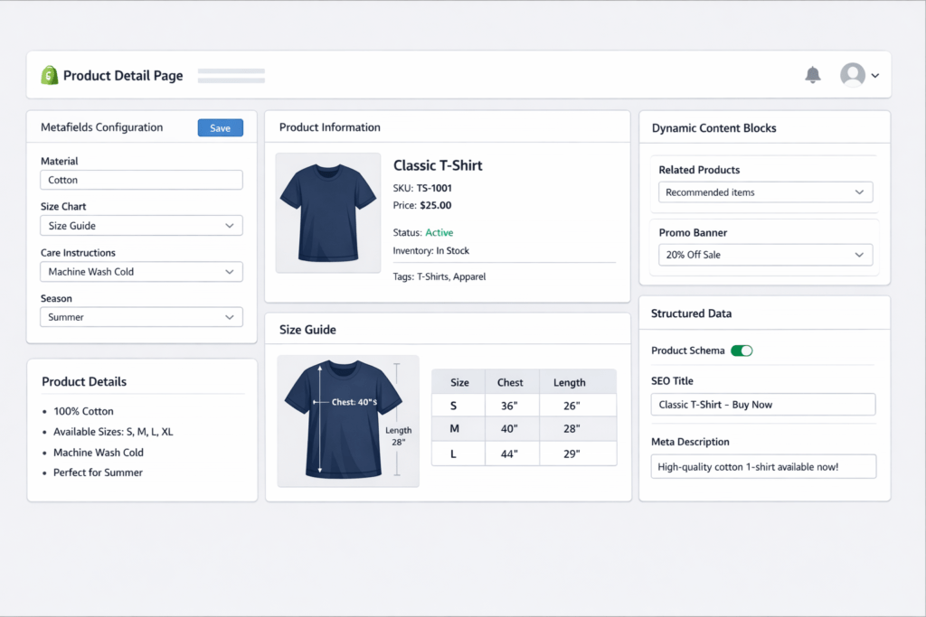 How to create Shopify metafields and display them on a product PDP using Shopify admin and theme editor