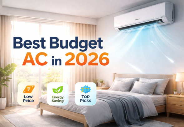 budget ac 2026 guide showing modern split air conditioner cooling a stylish bedroom interior